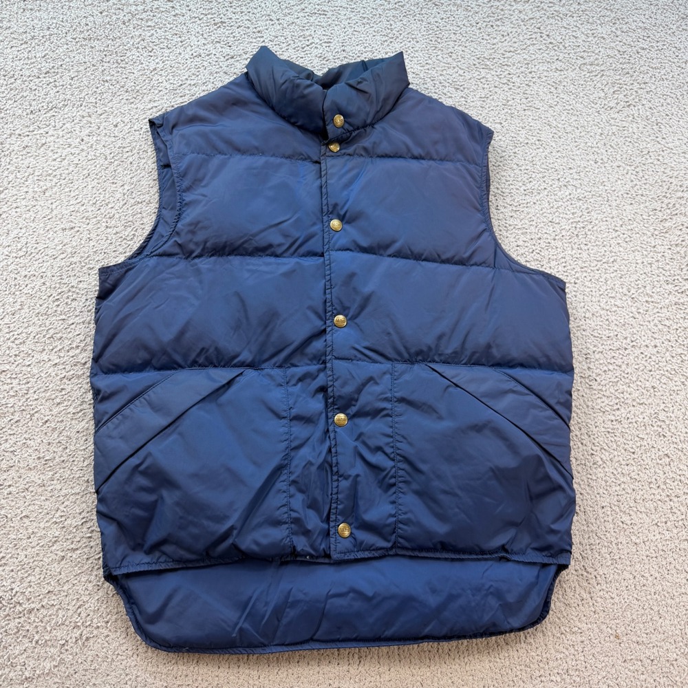 Vintage LL Bean Mens Navy Blue Goose Down Puffer Vest Made in USA Size M